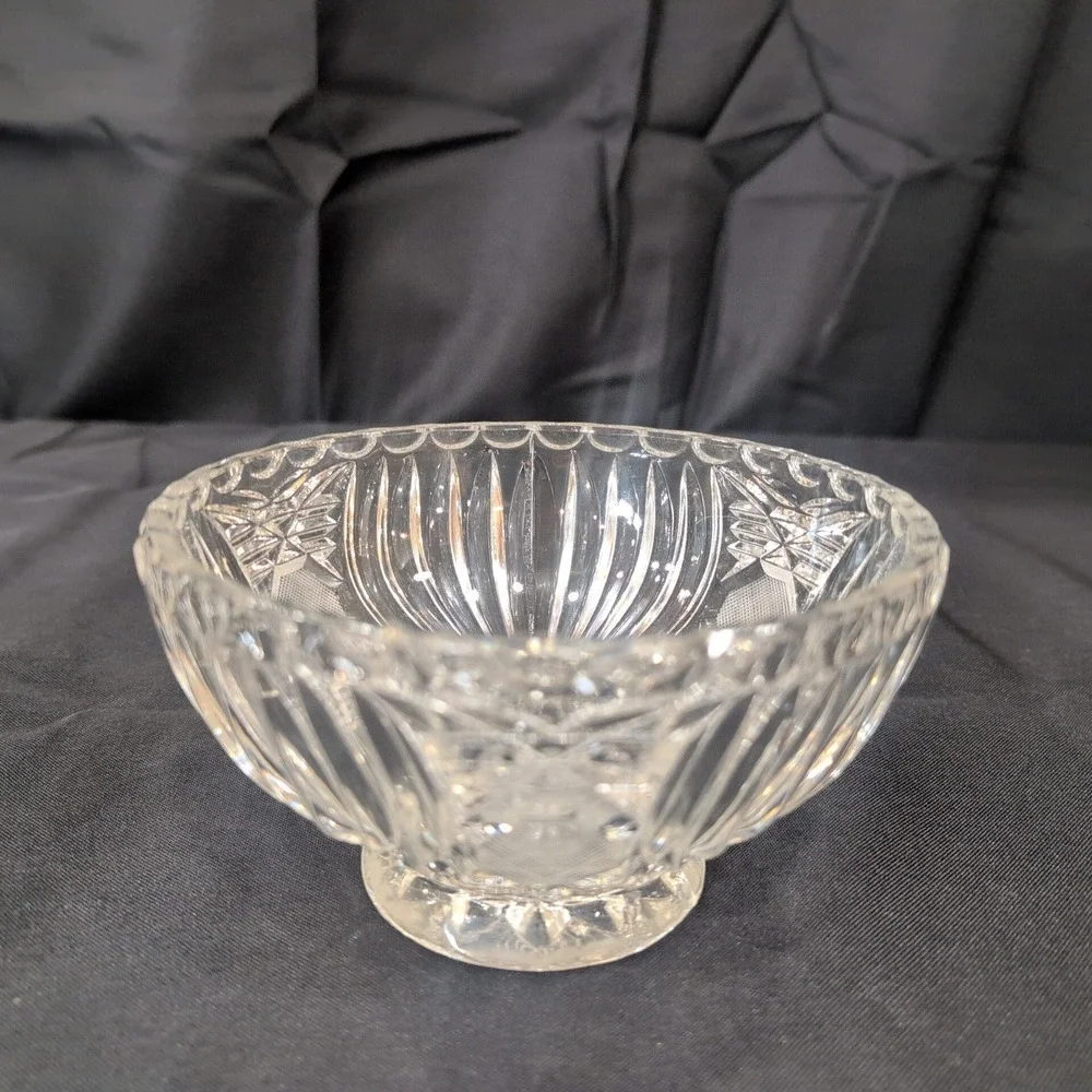 Vintage American Brilliant Style Cut Glass Lidded Candy Dish Pinwheel Starburst - Picture 4 of 8